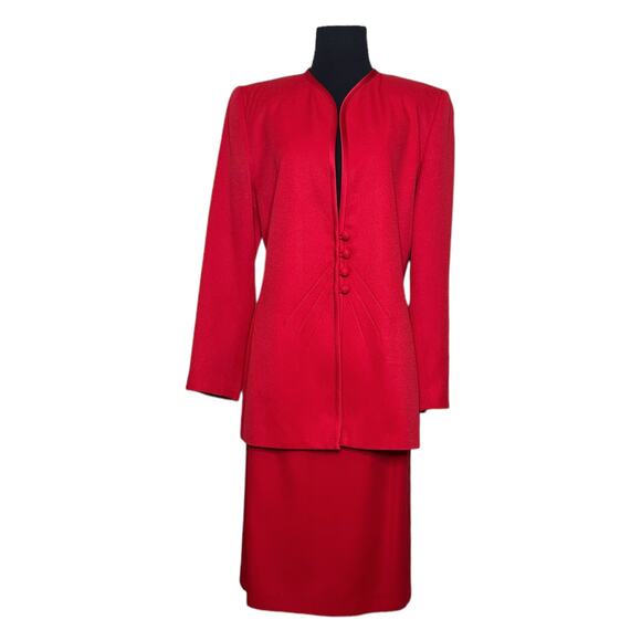 J.P. Fall red skirt and jacket suit set size 6 - Picture 7 of 16